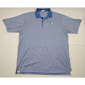 Peter Millar Size XL Golf Polo Shirt Blue White Striped Casual Cotton Short Slee